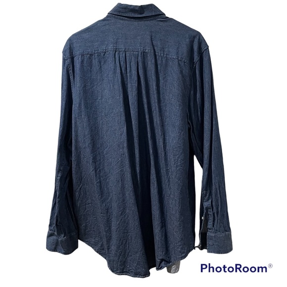 Five Four Mens Denim Shirt XL Blue Button Up Like New Cotton - Picture 2 of 6